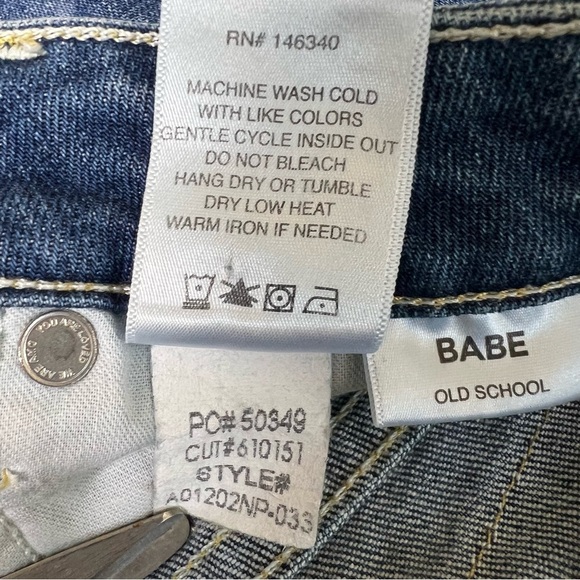 AMO Denim Revolve Babe Old School Jeans Piping Side Panel Cropped Frayed Size 26 - Picture 8 of 9